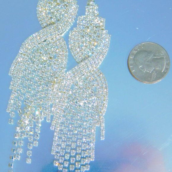 Teardrop Crystal Tassels Dangle Earrings NEW! - Picture 9 of 12